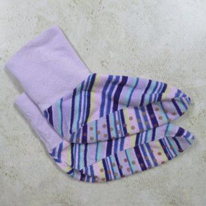 ladies no slip fleece sock slippers purple stripes one size fits most